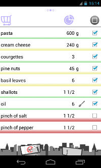 Shopping list screenshot