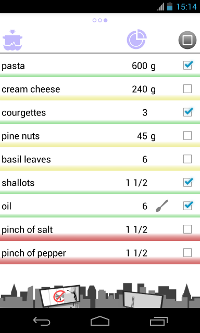 Cooking list screenshot